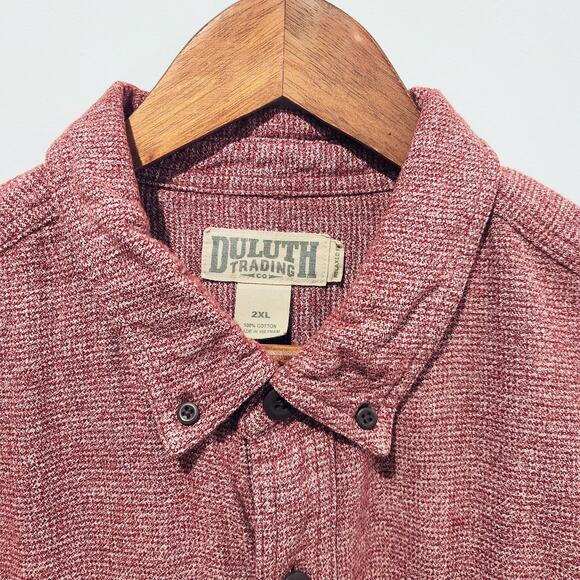 Duluth Trading Company Red White Relaxed Fit Button Up Shirt Size 2XL Casual - Picture 2 of 9